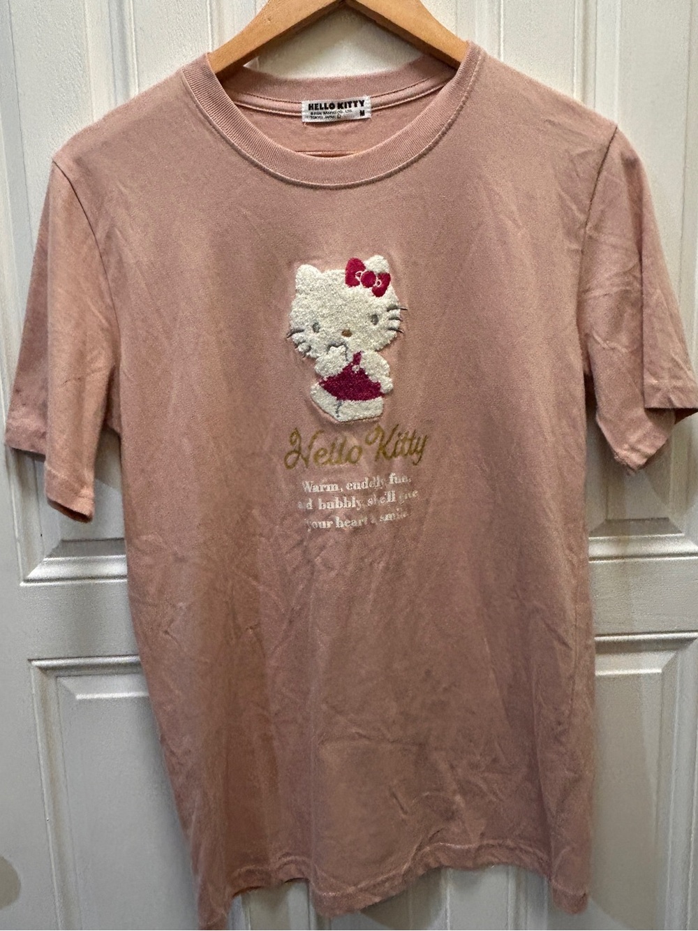 Hello Kitty Dusty Pink Short Sleeve Tee with Chenille Patch